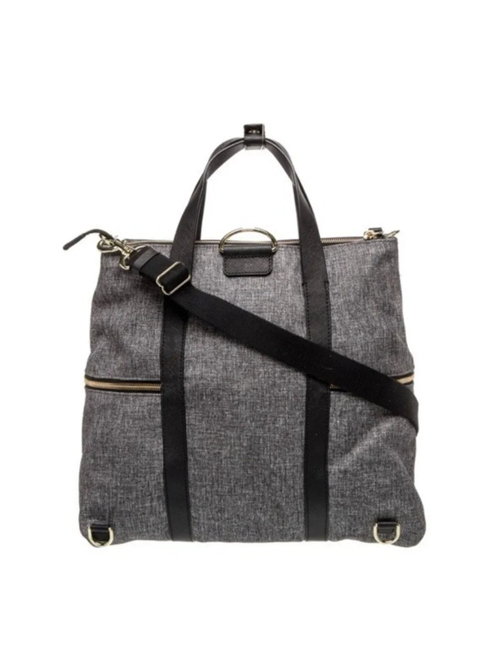 Henri Bendel Jetsetter 3-Way Convertible Backpack Grey Tweed Leather EUC Rare